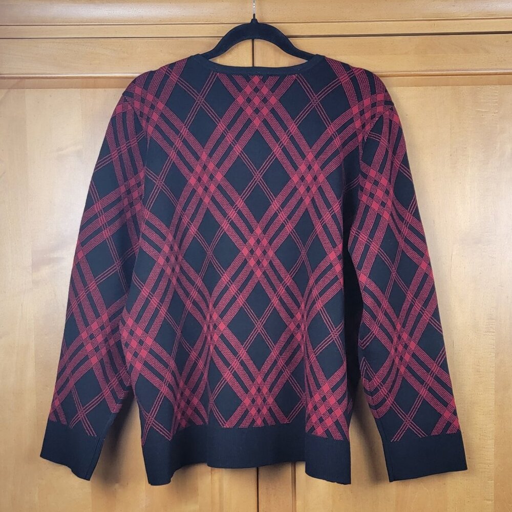 NWT Anne Klein Black & Red Full Zip Sweater Removable Faux Fur Collar - XL - Picture 6 of 15